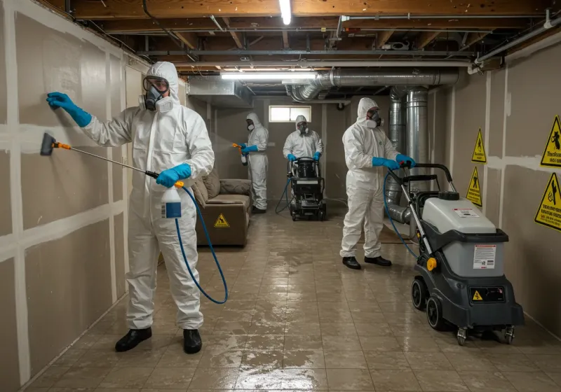 Basement Moisture Removal and Structural Drying process in Clermont, IN